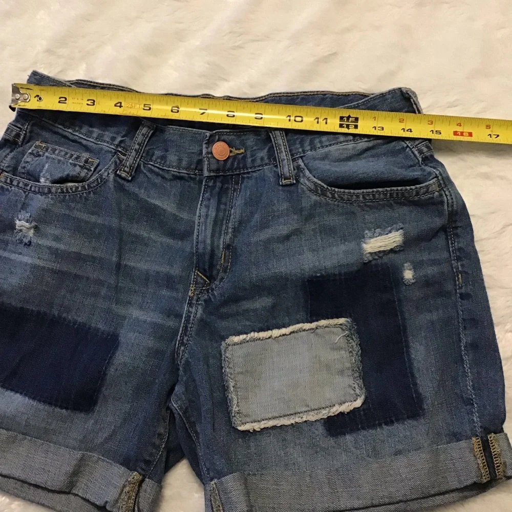 Old Navy Boyfriend Jean Shorts.  Patches, Distressed, Relaxed Fit.Sz 2 - Picture 6 of 8